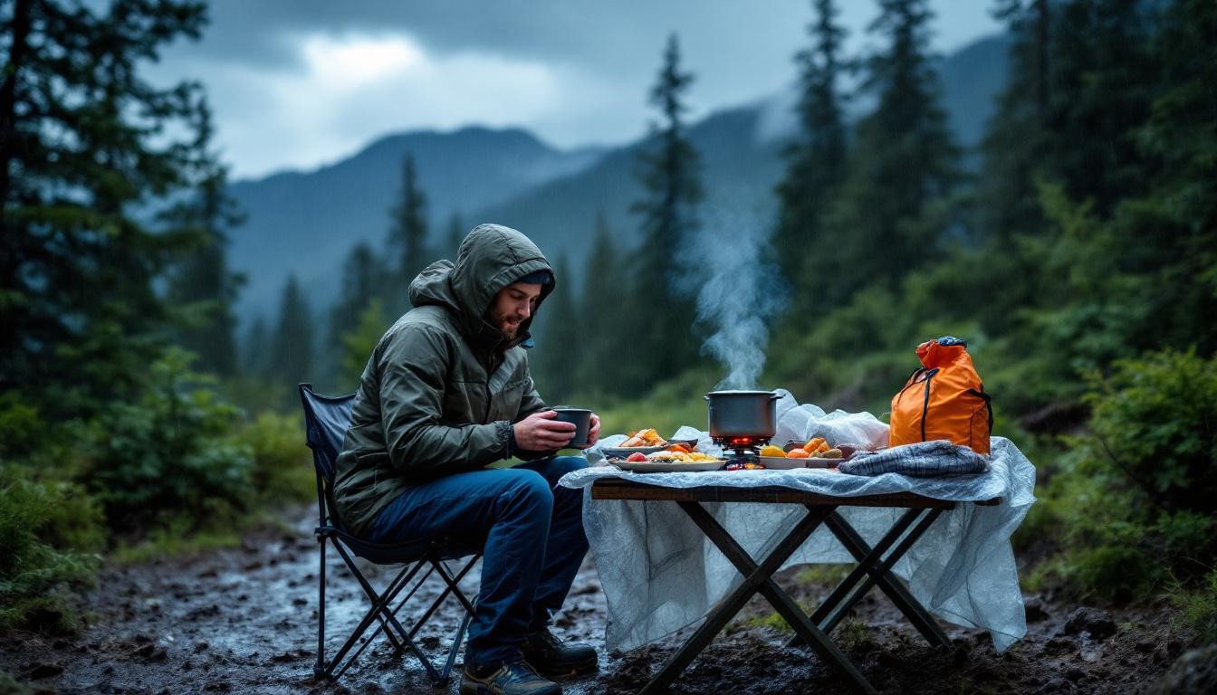 découvrez comment concevoir un menu de 3 jours à base de produits déshydratés, idéal pour un bivouac sous pluie continue. conseils pratiques et idées de repas énergétiques, faciles à préparer et compacts pour affronter les intempéries.