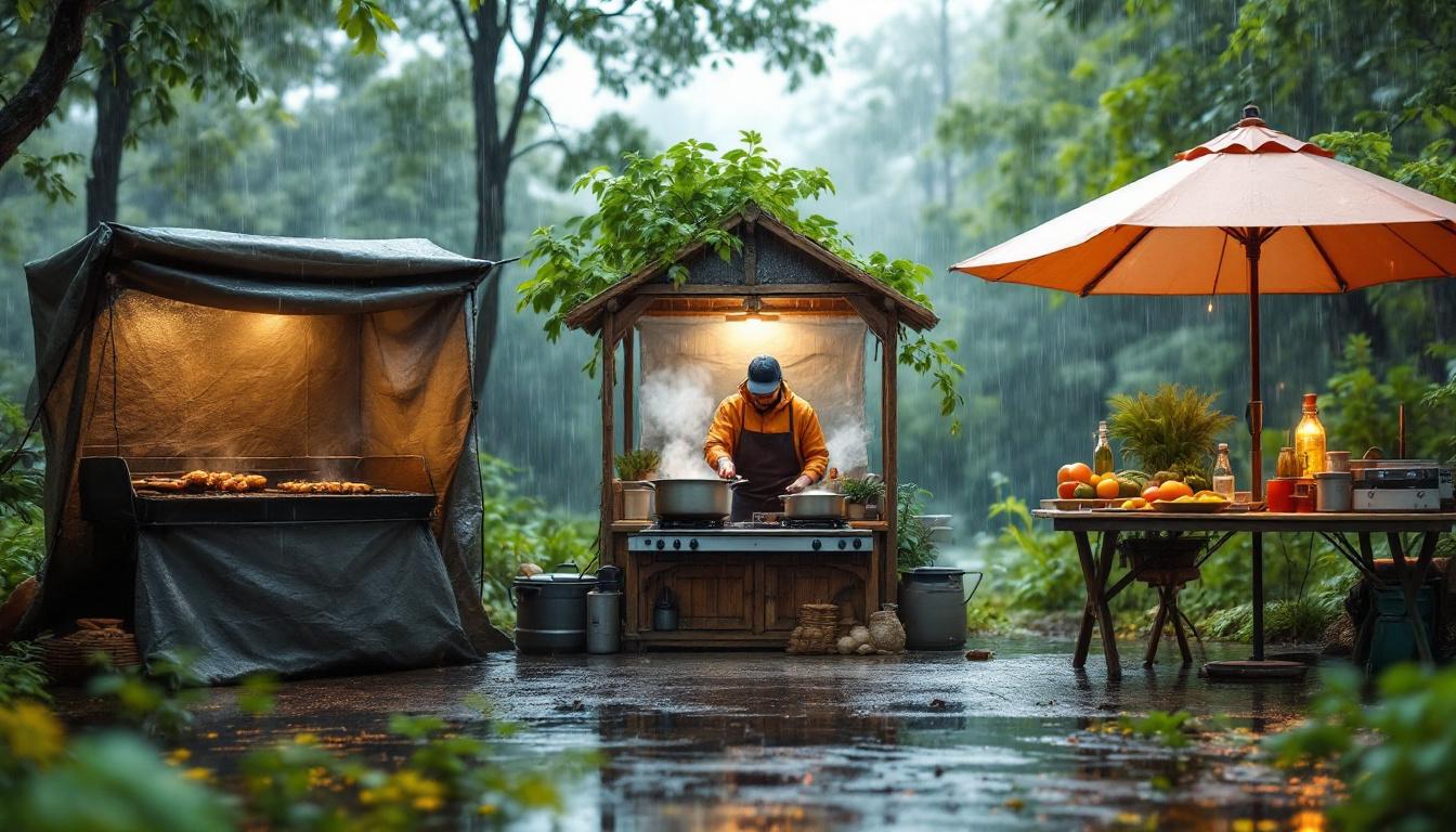 découvrez comment cuisiner dehors même sous la pluie grâce à trois configurations ingénieuses, faciles à installer et nécessitant un abri minimal. profitez de conseils pratiques pour cuisiner par tous les temps !