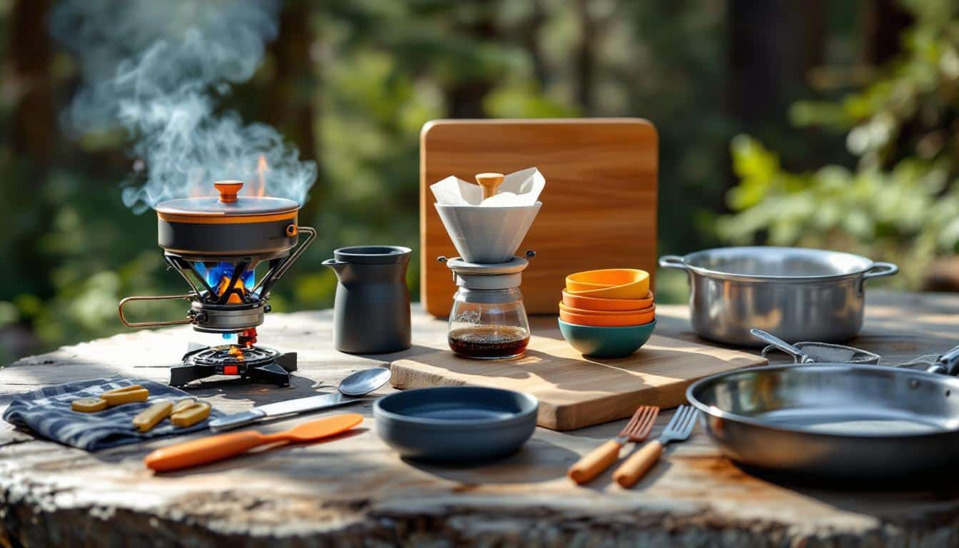 découvrez notre comparatif des meilleurs petits ustensiles de cuisine pour le camping, alliant praticité et légèreté pour des repas faciles en pleine nature.