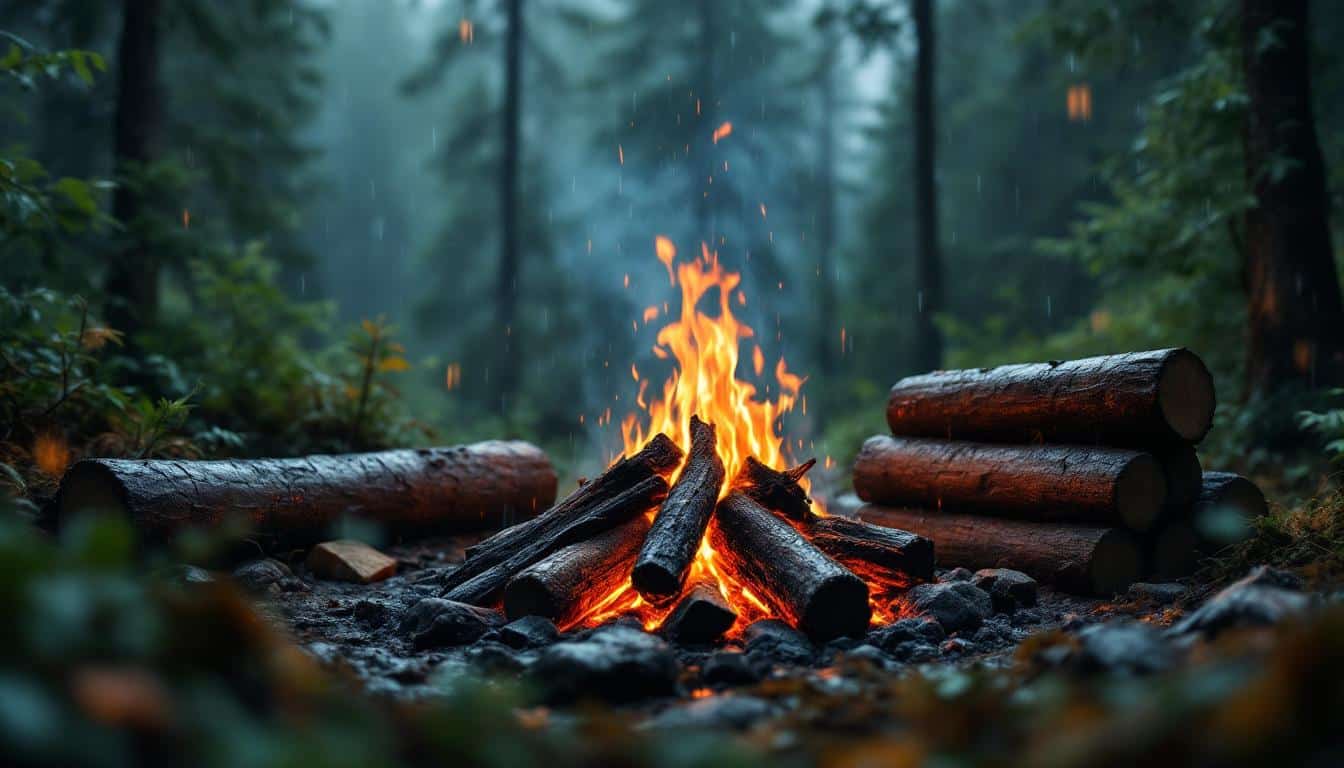 apprenez à préparer un feu efficace avec du bois humide sans utiliser d'allume-feu chimique grâce à des techniques simples et naturelles.